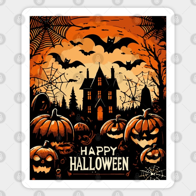 Happy Halloween - Dark Edition - Old Movie Poster Style Sticker by TuncGK